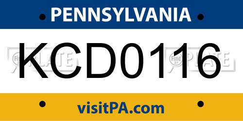KCD0116 Pennsylvania License Plate