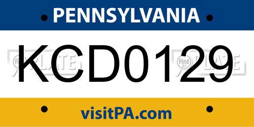 KCD0129 Pennsylvania License Plate