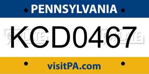 KCD0467 Pennsylvania License Plate