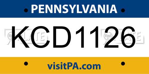 KCD1126 Pennsylvania License Plate