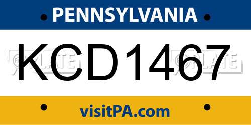 KCD1467 Pennsylvania License Plate