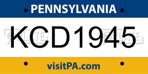 KCD1945 Pennsylvania License Plate