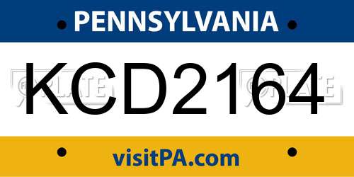 KCD2164 Pennsylvania License Plate
