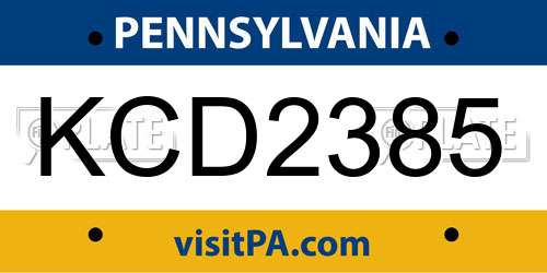 KCD2385 Pennsylvania License Plate