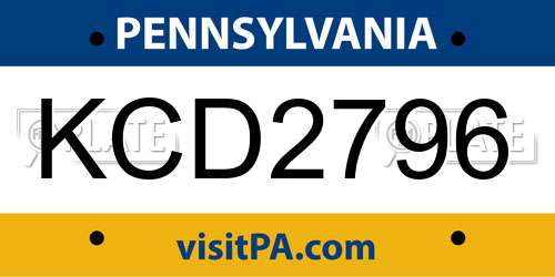 KCD2796 Pennsylvania License Plate