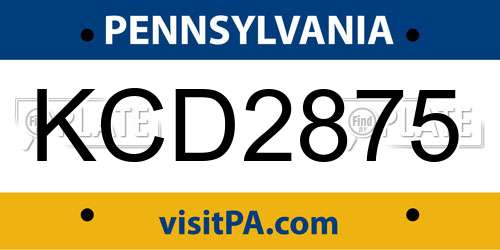 KCD2875 Pennsylvania License Plate
