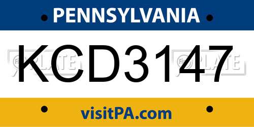 KCD3147 Pennsylvania License Plate