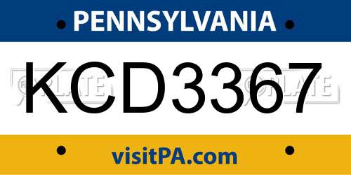 KCD3367 Pennsylvania License Plate