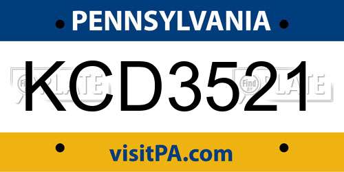 KCD3521 Pennsylvania License Plate