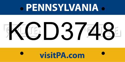 KCD3748 Pennsylvania License Plate