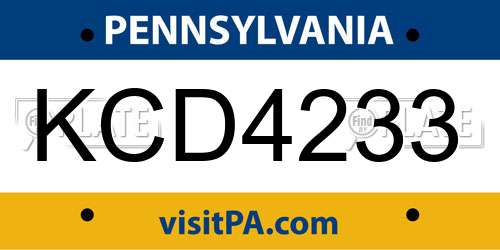 KCD4233 Pennsylvania License Plate