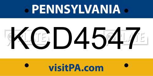 KCD4547 Pennsylvania License Plate