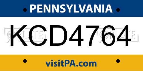 KCD4764 Pennsylvania License Plate