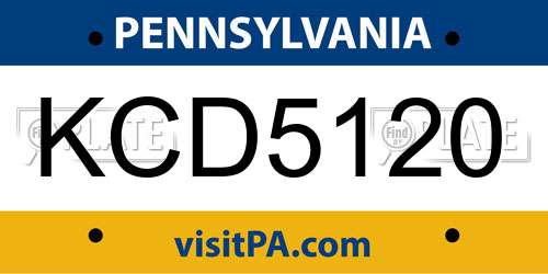 KCD5120 Pennsylvania License Plate