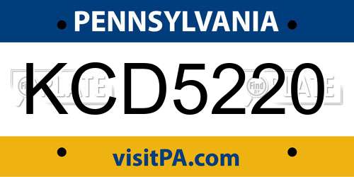 KCD5220 Pennsylvania License Plate