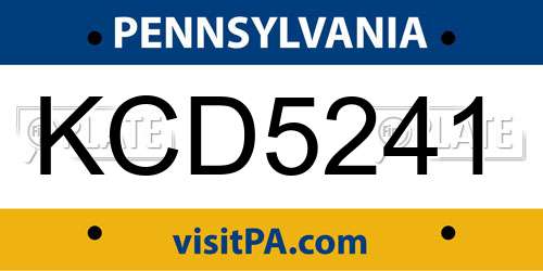 KCD5241 Pennsylvania License Plate