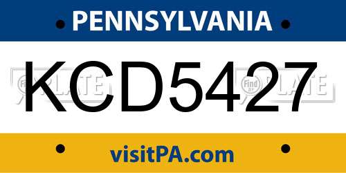 KCD5427 Pennsylvania License Plate