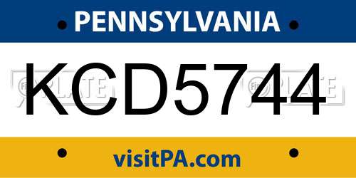KCD5744 Pennsylvania License Plate