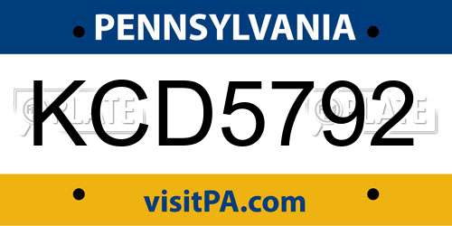 KCD5792 Pennsylvania License Plate
