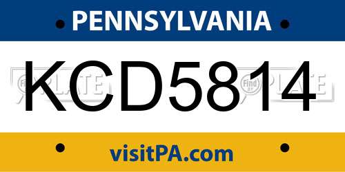 KCD5814 Pennsylvania License Plate