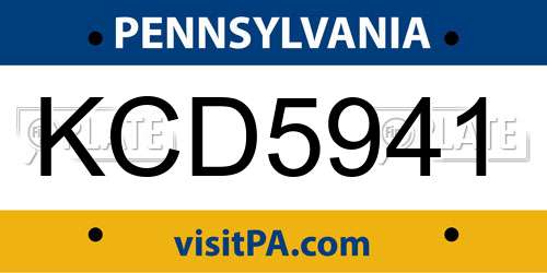 KCD5941 Pennsylvania License Plate