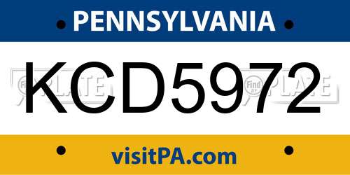 KCD5972 Pennsylvania License Plate