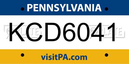 KCD6041 Pennsylvania License Plate