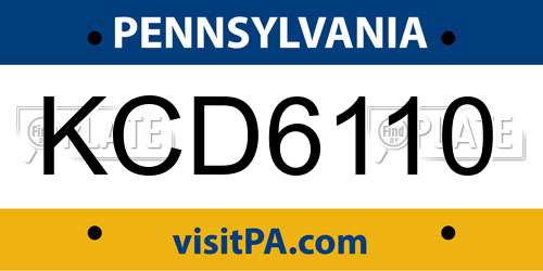 KCD6110 Pennsylvania License Plate
