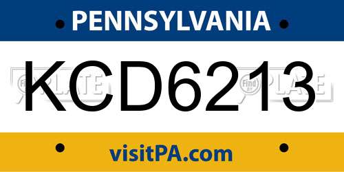 KCD6213 Pennsylvania License Plate