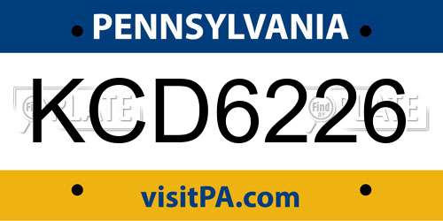 KCD6226 Pennsylvania License Plate
