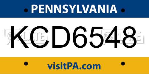 KCD6548 Pennsylvania License Plate