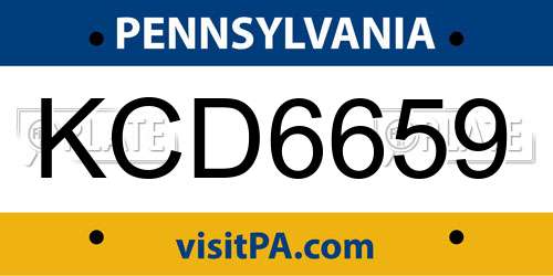KCD6659 Pennsylvania License Plate