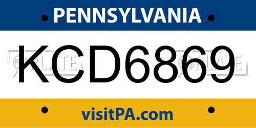 KCD6869 Pennsylvania License Plate