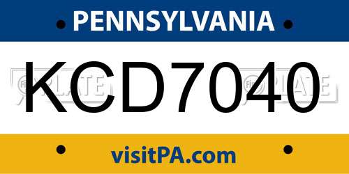 KCD7040 Pennsylvania License Plate
