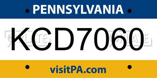 KCD7060 Pennsylvania License Plate