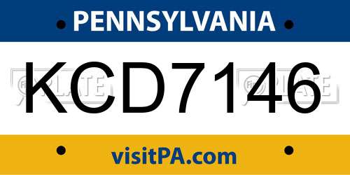 KCD7146 Pennsylvania License Plate