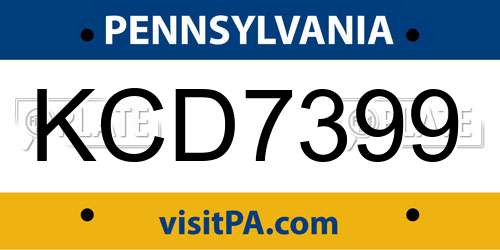 KCD7399 Pennsylvania License Plate