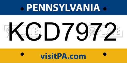 KCD7972 Pennsylvania License Plate