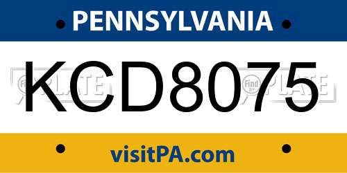 KCD8075 Pennsylvania License Plate