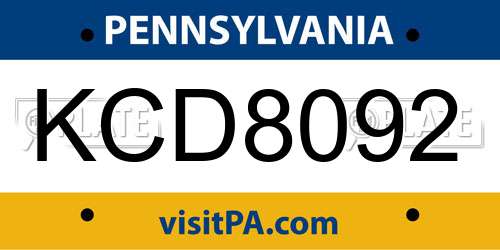 KCD8092 Pennsylvania License Plate