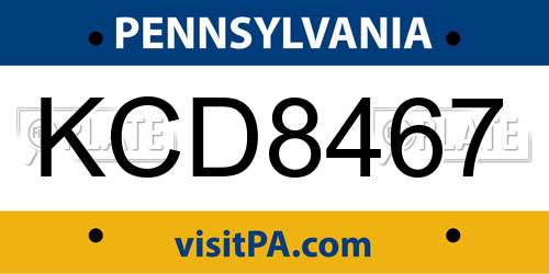 KCD8467 Pennsylvania License Plate