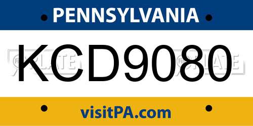 KCD9080 Pennsylvania License Plate