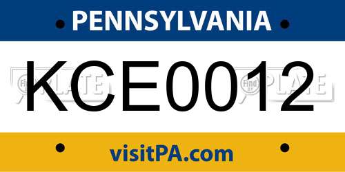 KCE0012 Pennsylvania License Plate