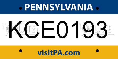 KCE0193 Pennsylvania License Plate