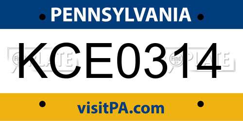 KCE0314 Pennsylvania License Plate