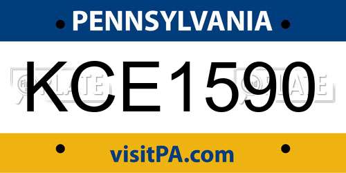 KCE1590 Pennsylvania License Plate