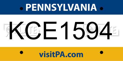 KCE1594 Pennsylvania License Plate