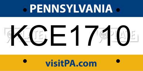 KCE1710 Pennsylvania License Plate