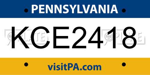 KCE2418 Pennsylvania License Plate