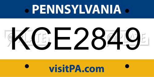 KCE2849 Pennsylvania License Plate